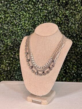 Stella & Dot Layered Silver-Tone Chain Necklace Set